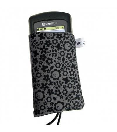 Omnipod PDM Hülle grau schwarze Blumen