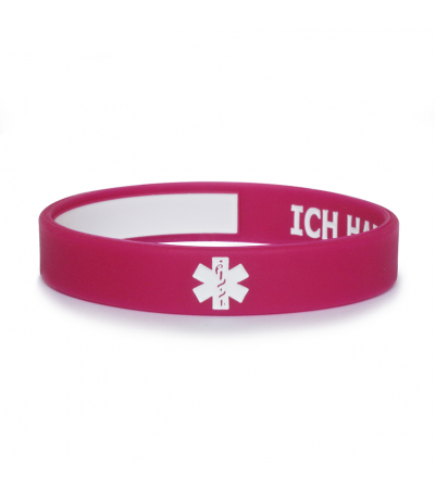 SOS-Silikonarmband Diabetes pink 20 cm