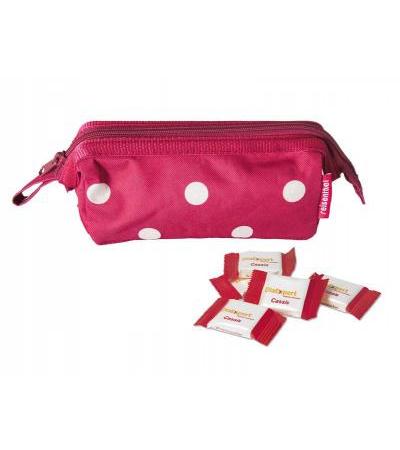 Zubehörtasche rot-weiß und Traubenzucker Cassis
